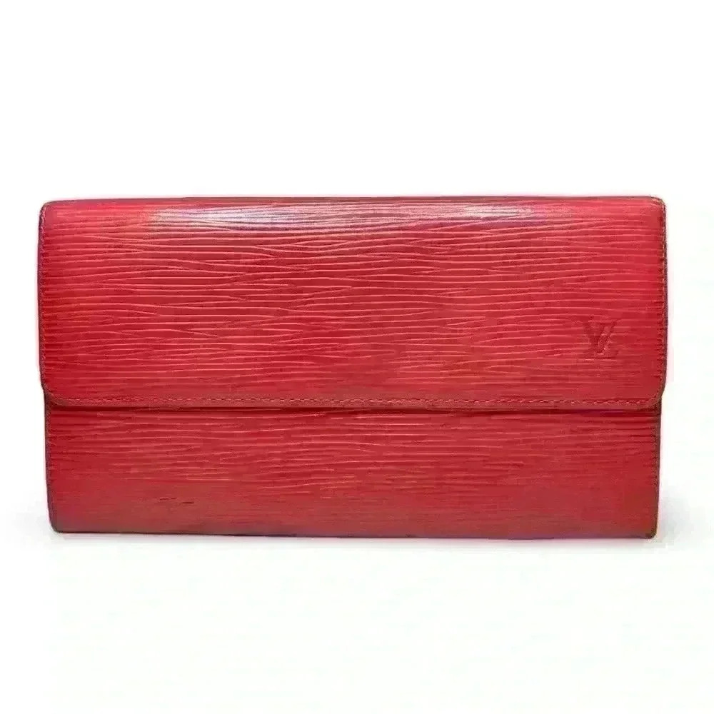 LV Louis Vuitton Red Epi Wallet